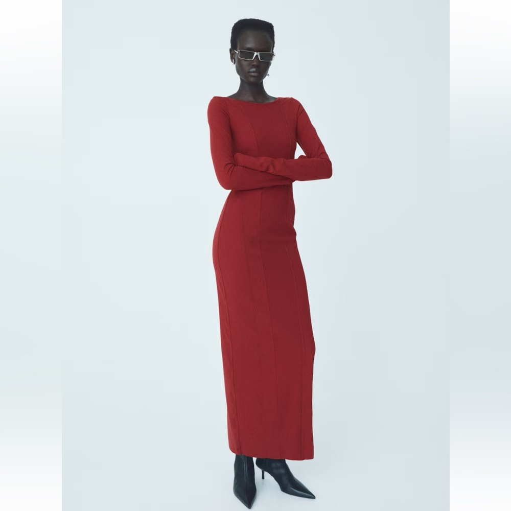 Chic Long Sleeve Red Dress